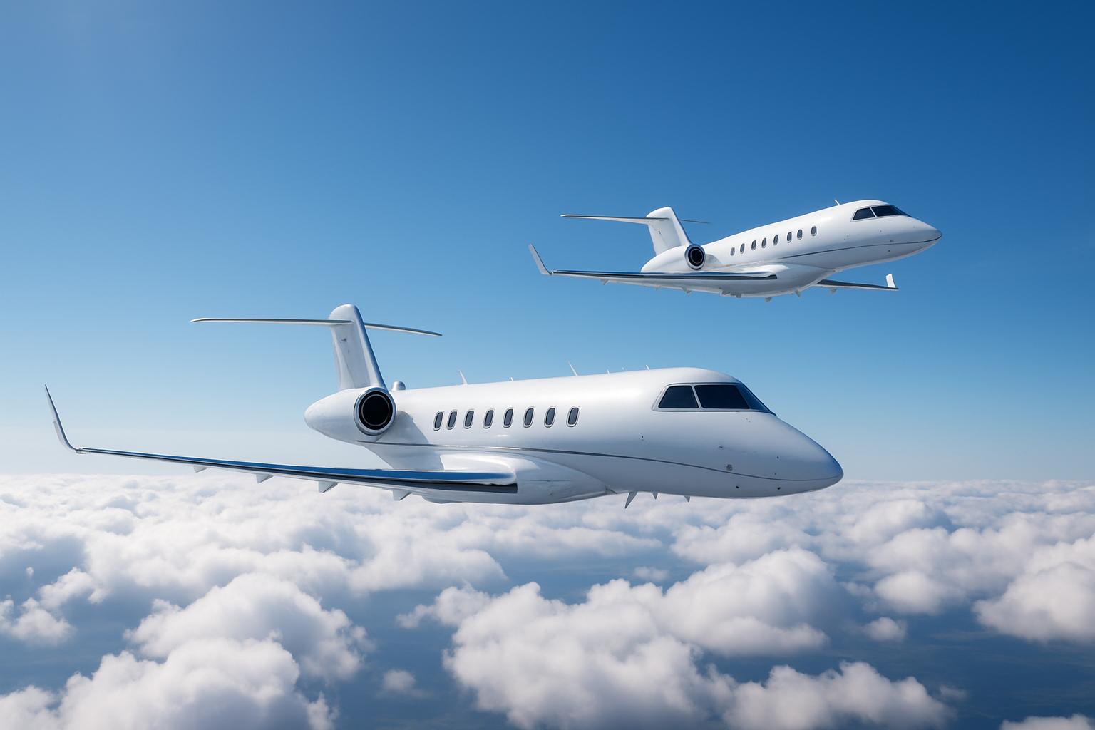 Private jet in flight